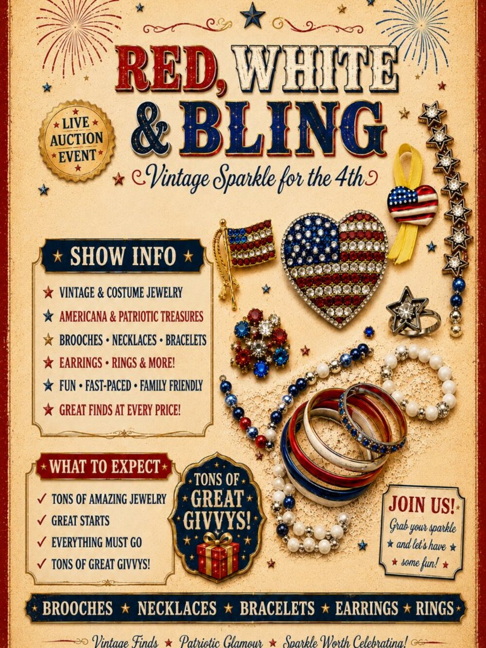 Thu 2:22pm Vintage Jewelry for the 4th! 925, Costume | DO NOT BUY |